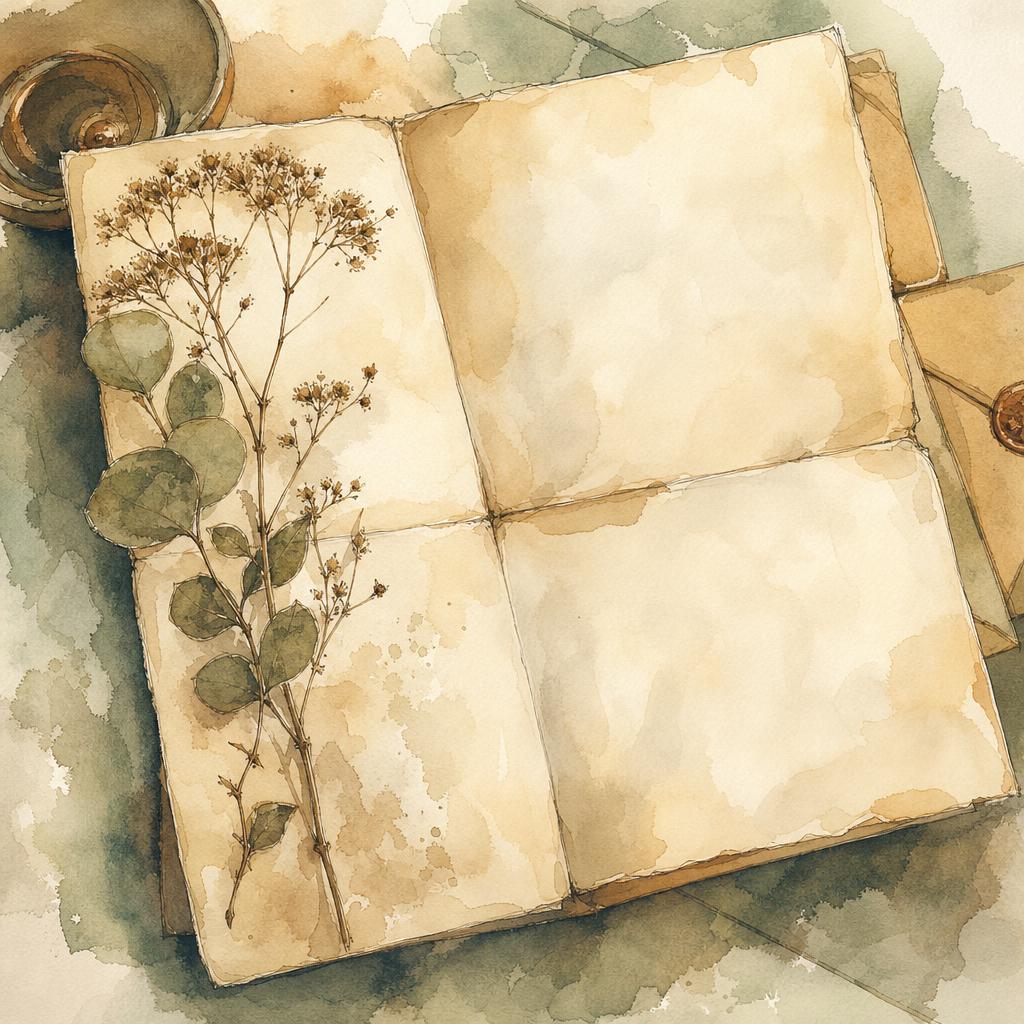 A hand-drawn letter on a quiet desk with tea and pressed flowers